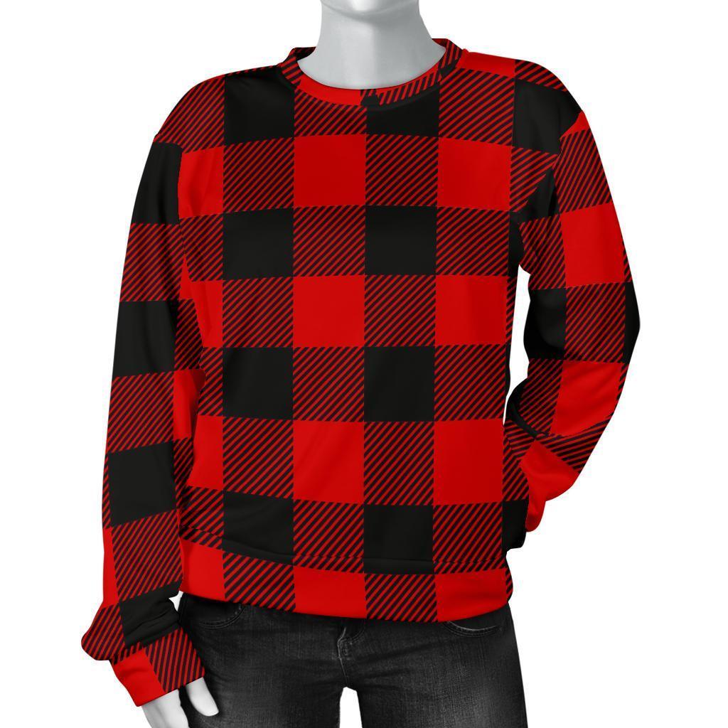 Lumberjack Red Pattern Print Women's Sweatshirt-grizzshop