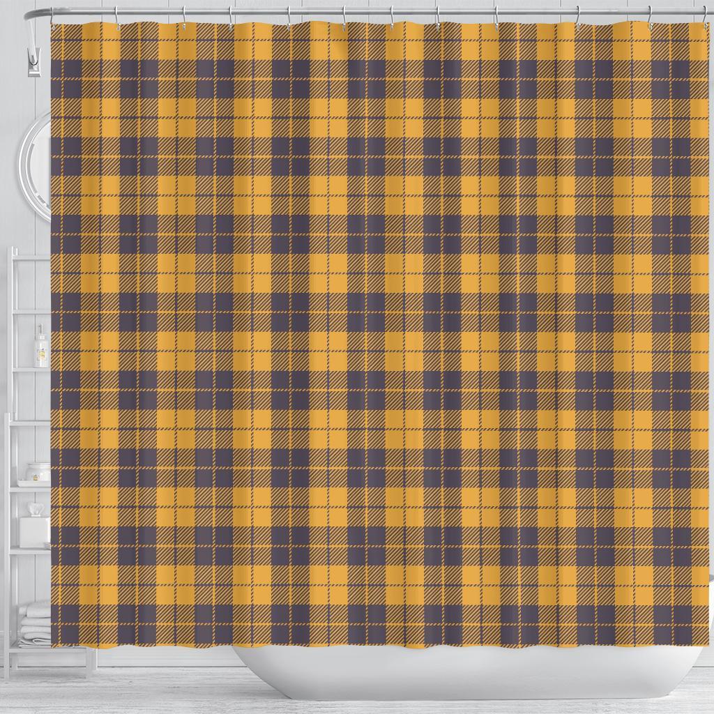 Lumberjack Yellow Pattern Print Bathroom Shower Curtain-grizzshop