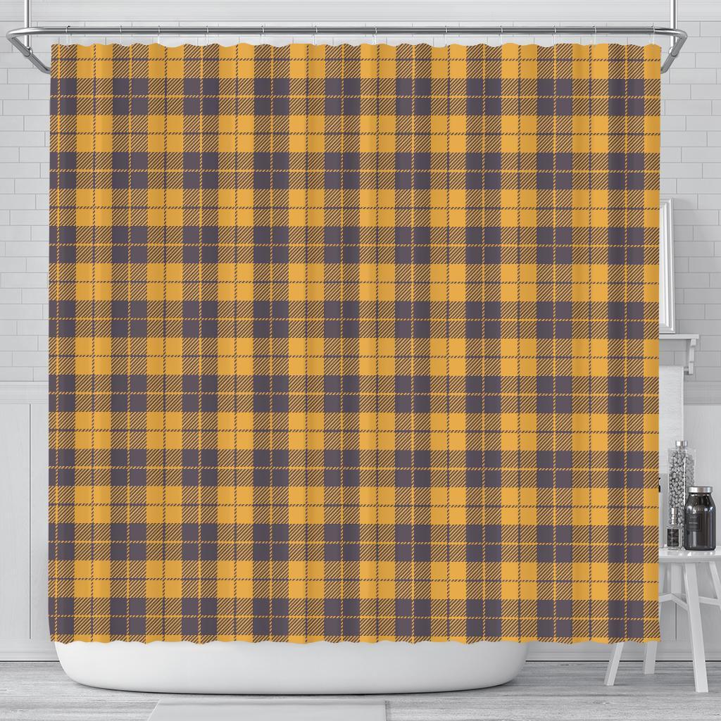 Lumberjack Yellow Pattern Print Bathroom Shower Curtain-grizzshop