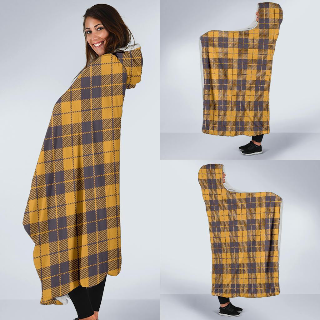 Lumberjack Yellow Pattern Print Hooded Blanket-grizzshop