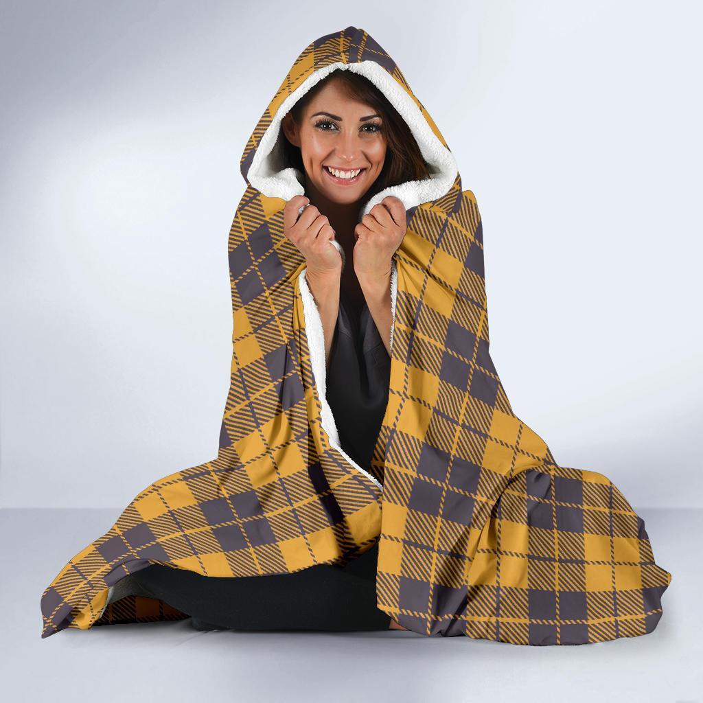 Lumberjack Yellow Pattern Print Hooded Blanket-grizzshop