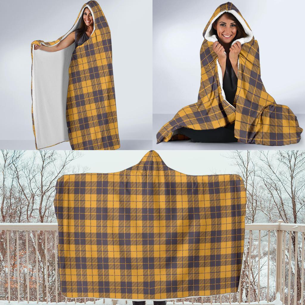 Lumberjack Yellow Pattern Print Hooded Blanket-grizzshop