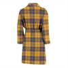 Lumberjack Yellow Pattern Print Men Long Robe-grizzshop