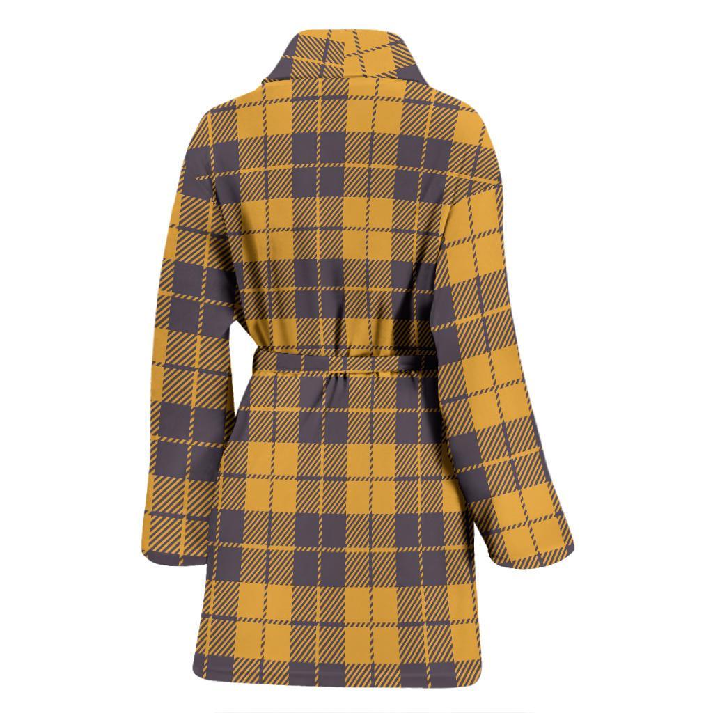 Lumberjack Yellow Pattern Print Women Long Robe-grizzshop