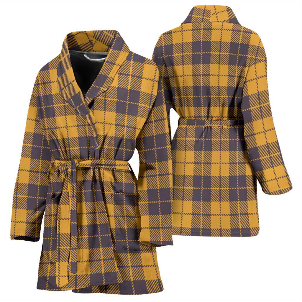 Lumberjack Yellow Pattern Print Women Long Robe-grizzshop