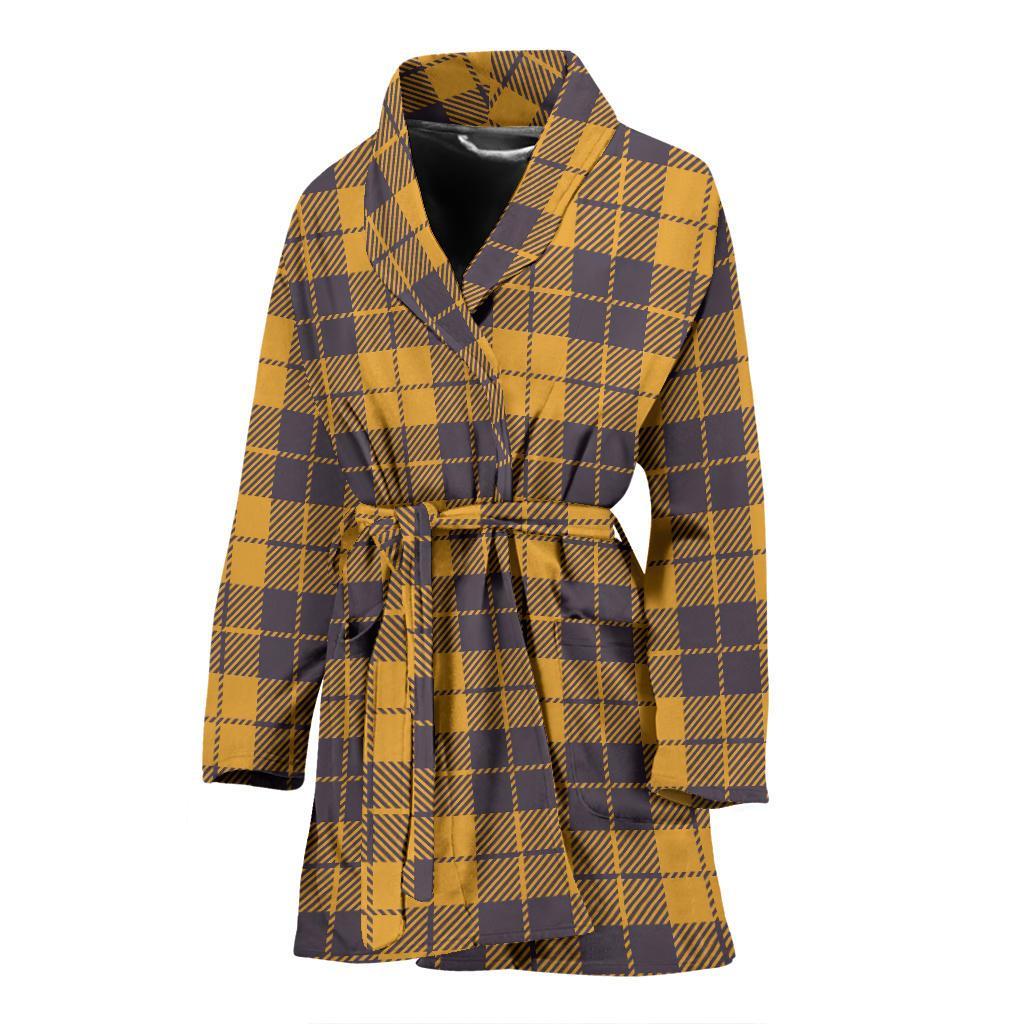 Lumberjack Yellow Pattern Print Women Long Robe-grizzshop