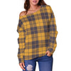 Lumberjack Yellow Pattern Print Women Off Shoulder Sweatshirt-grizzshop