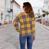 Lumberjack Yellow Pattern Print Women Off Shoulder Sweatshirt-grizzshop