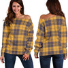 Lumberjack Yellow Pattern Print Women Off Shoulder Sweatshirt-grizzshop