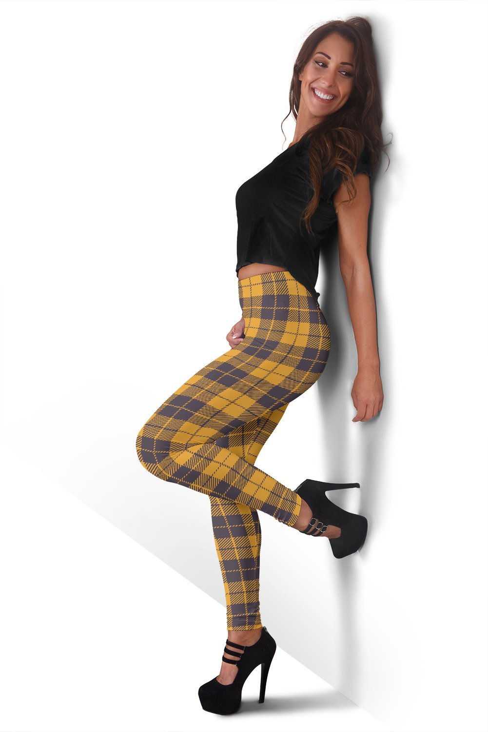Lumberjack Yellow Pattern Print Women Leggings-grizzshop