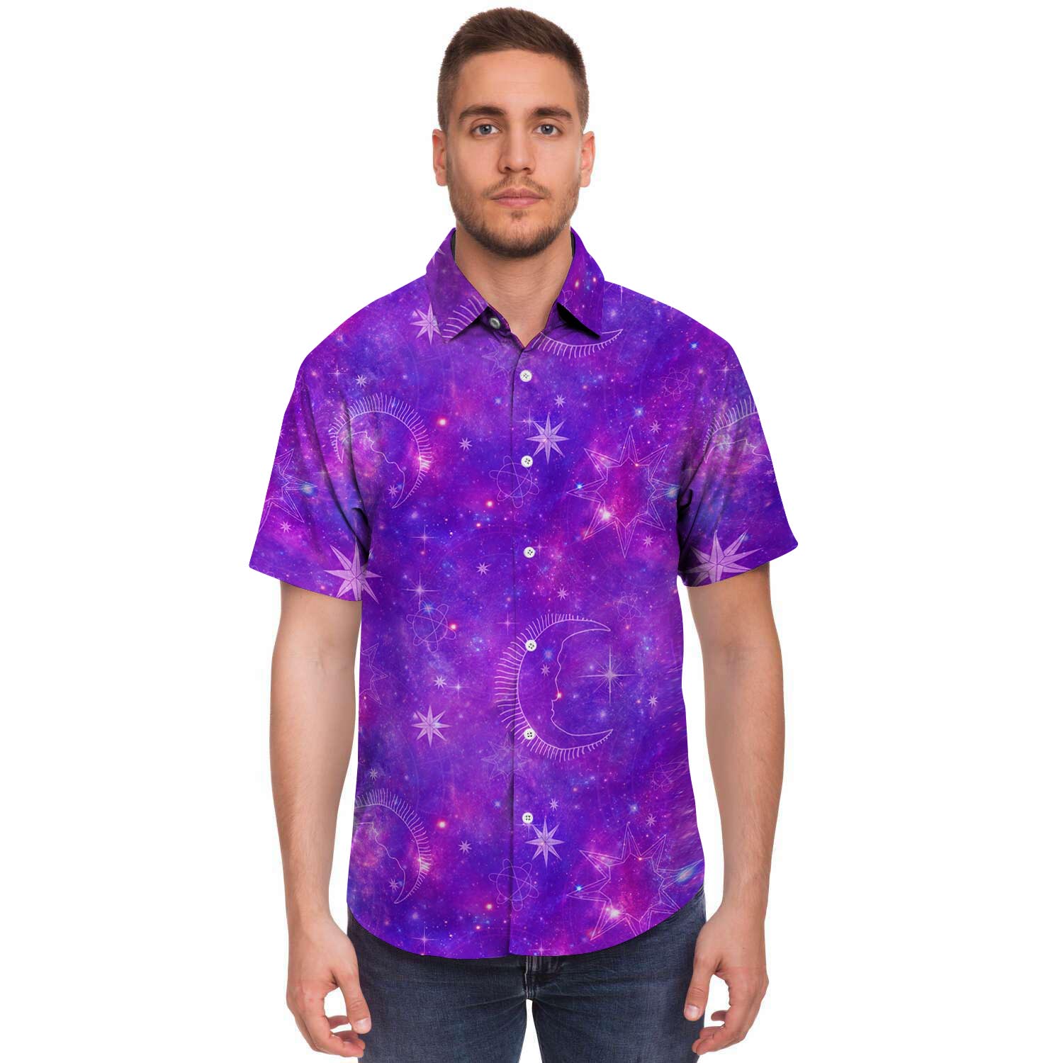 Luna Galaxy Space Men's Short Sleeve Shirt-grizzshop