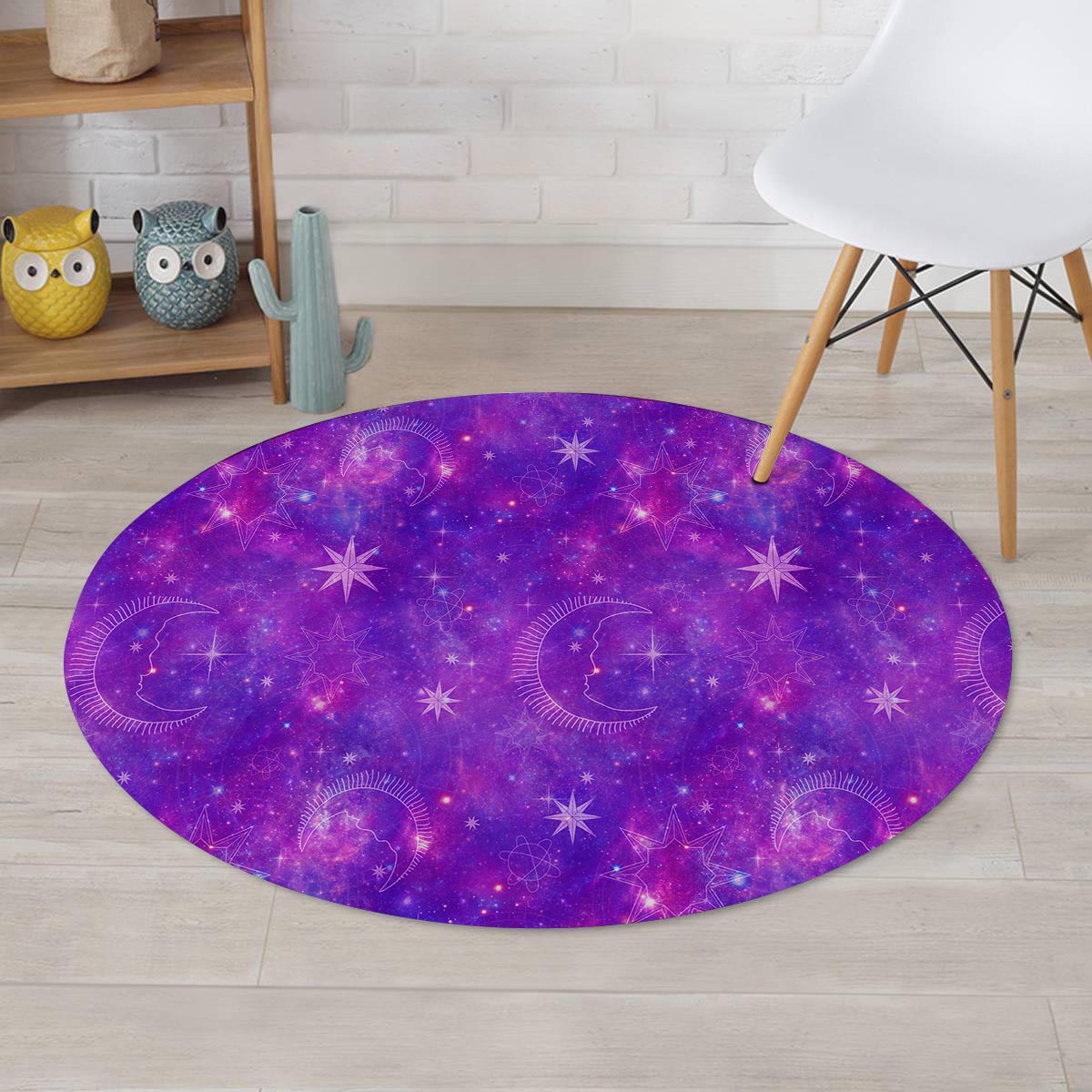 Luna Galaxy Space Round Rug-grizzshop