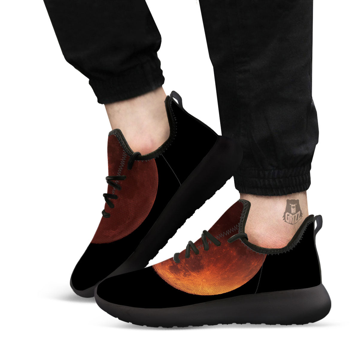 Lunar Cycle Eclipse Print Black Athletic Shoes-grizzshop