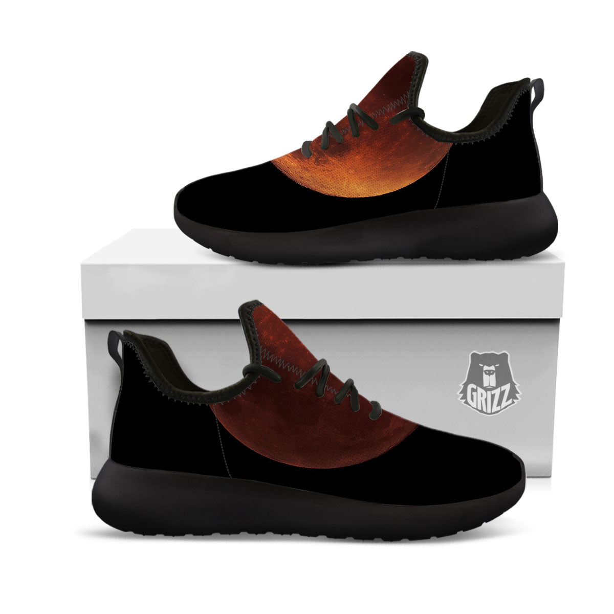 Lunar Cycle Eclipse Print Black Athletic Shoes-grizzshop