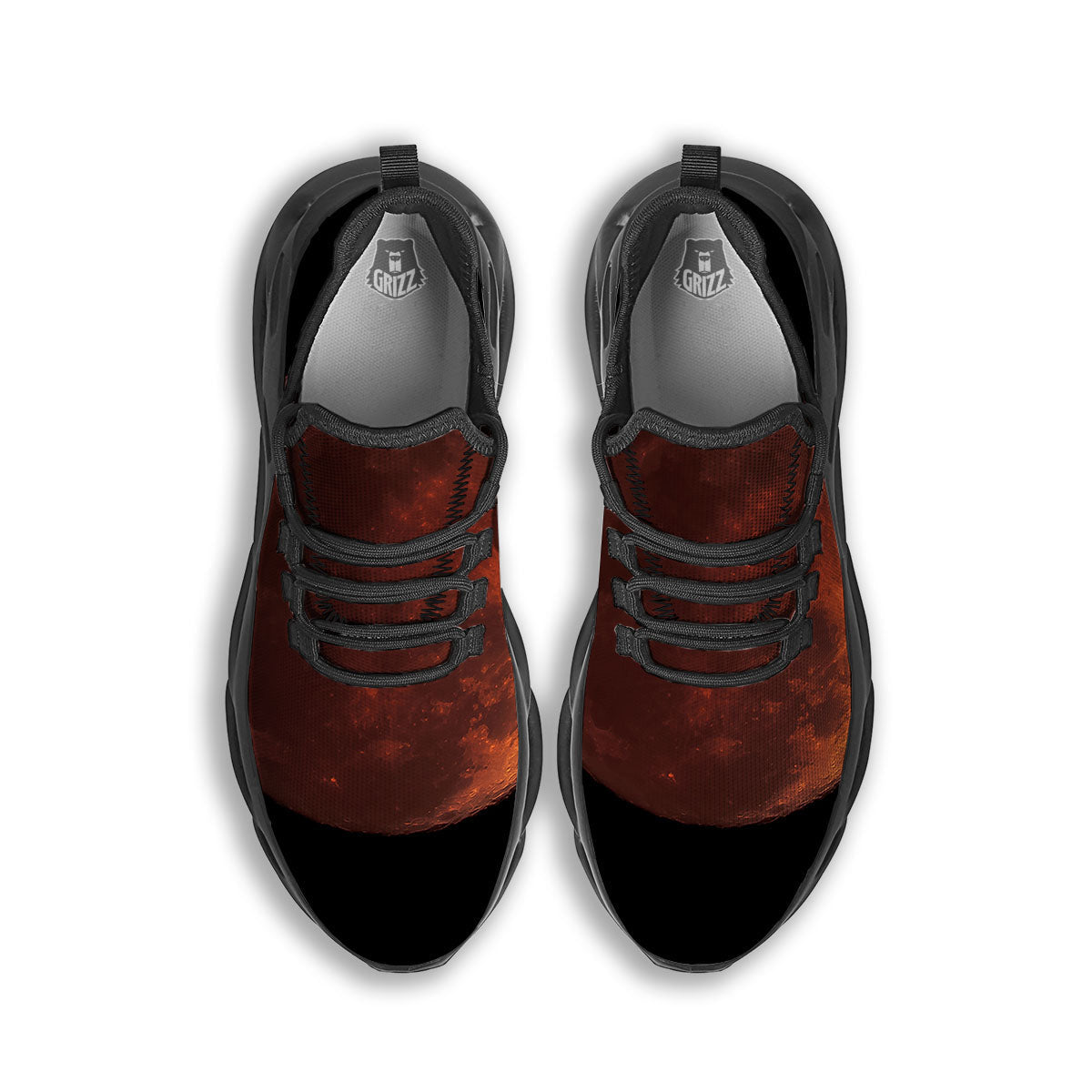 Lunar Cycle Eclipse Print Black Running Shoes-grizzshop