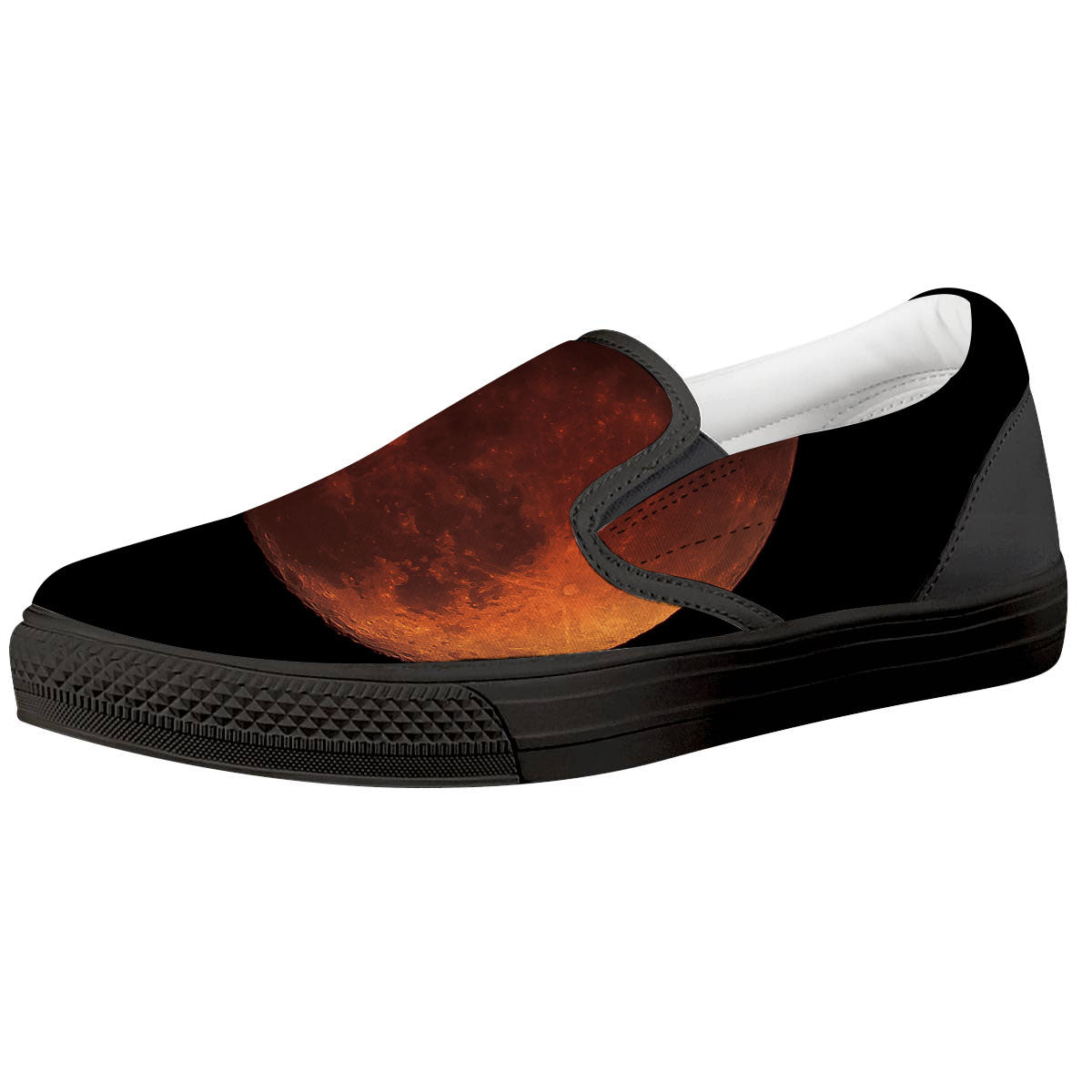 Lunar Cycle Eclipse Print Black Slip On Shoes-grizzshop