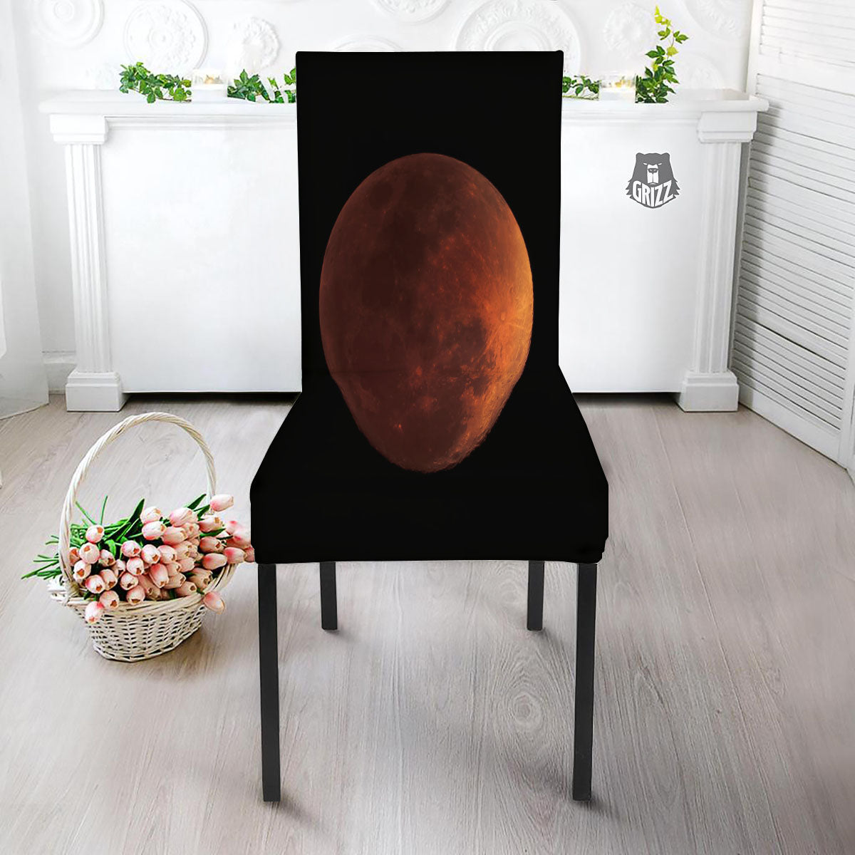 Lunar Cycle Eclipse Print Dining Chair Slipcover-grizzshop