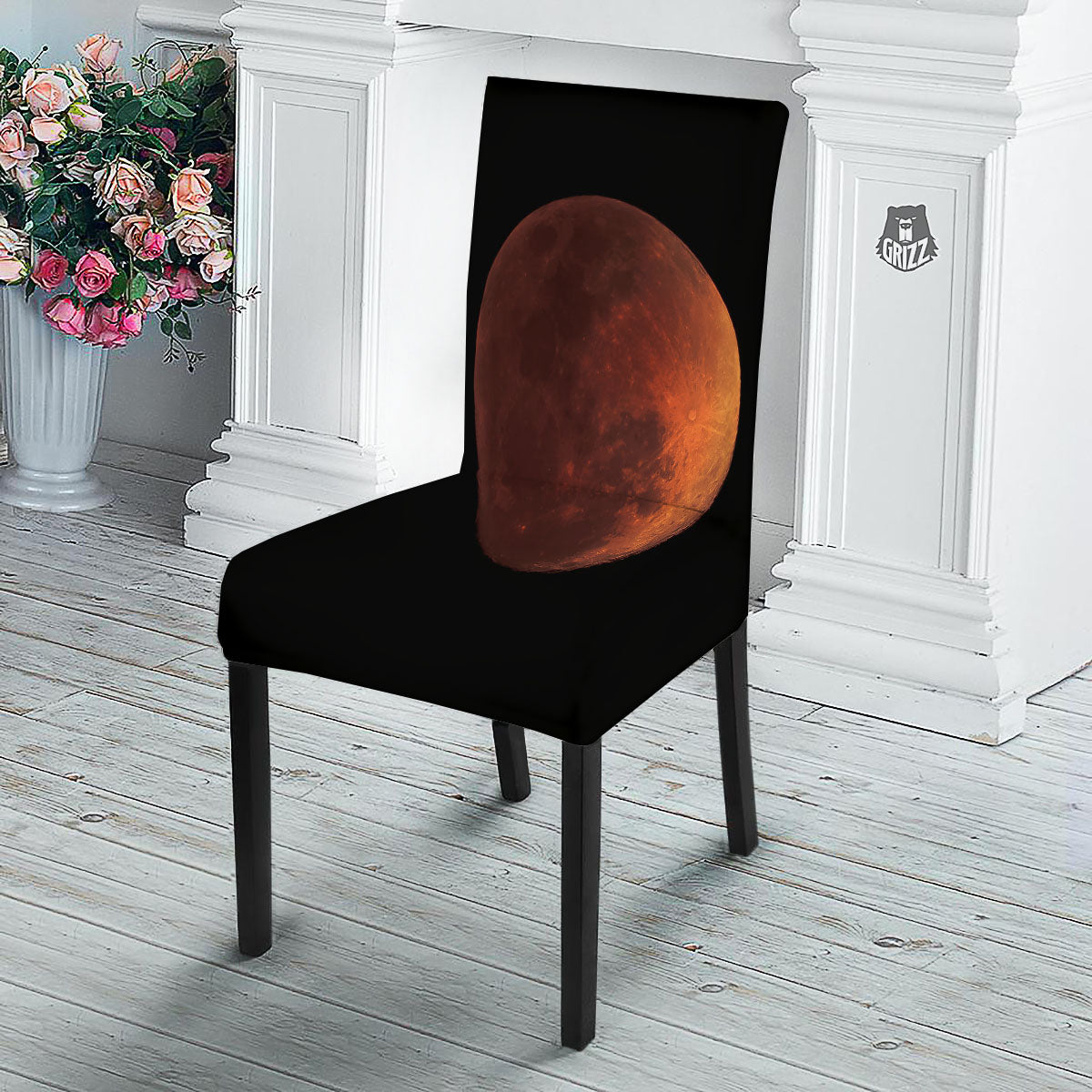 Lunar Cycle Eclipse Print Dining Chair Slipcover-grizzshop