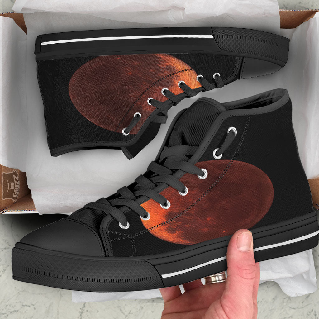 Lunar Cycle Eclipse Print High Top Shoes-grizzshop