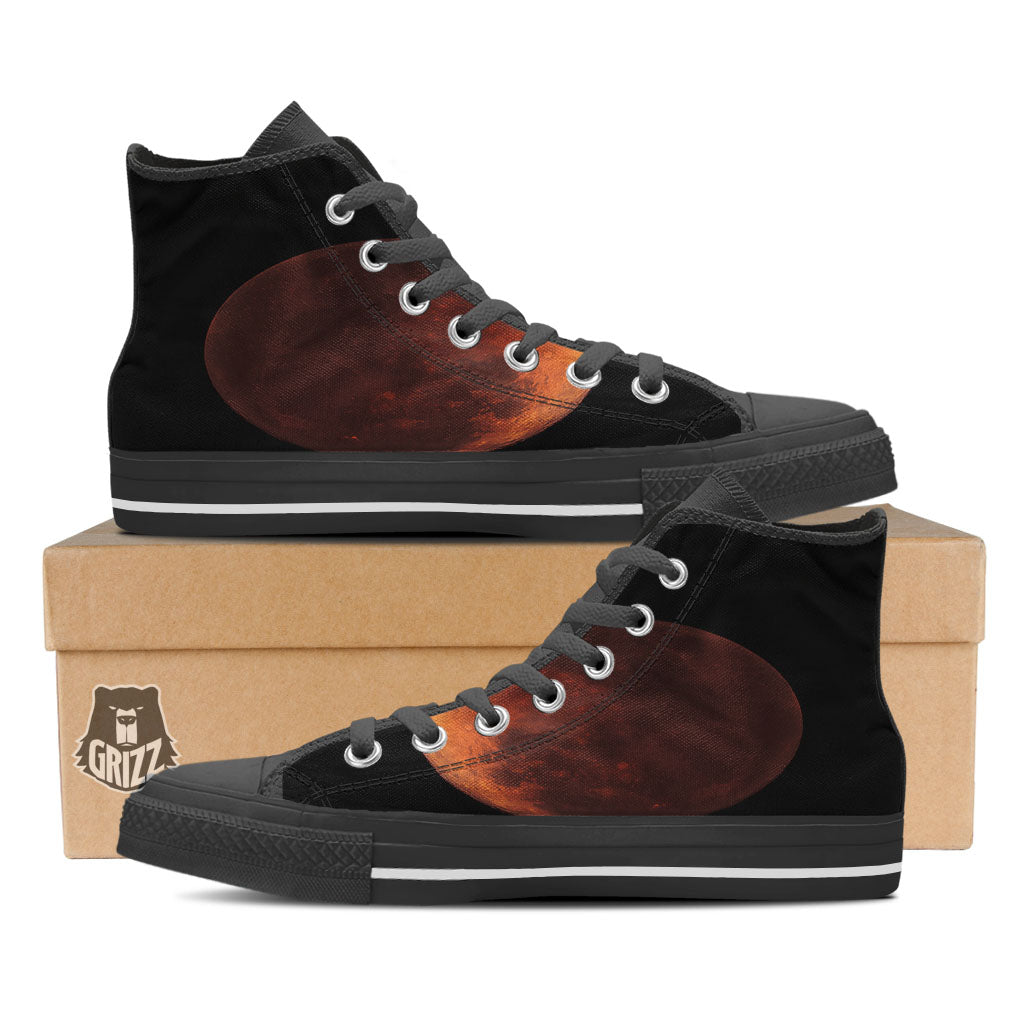 Lunar Cycle Eclipse Print High Top Shoes-grizzshop