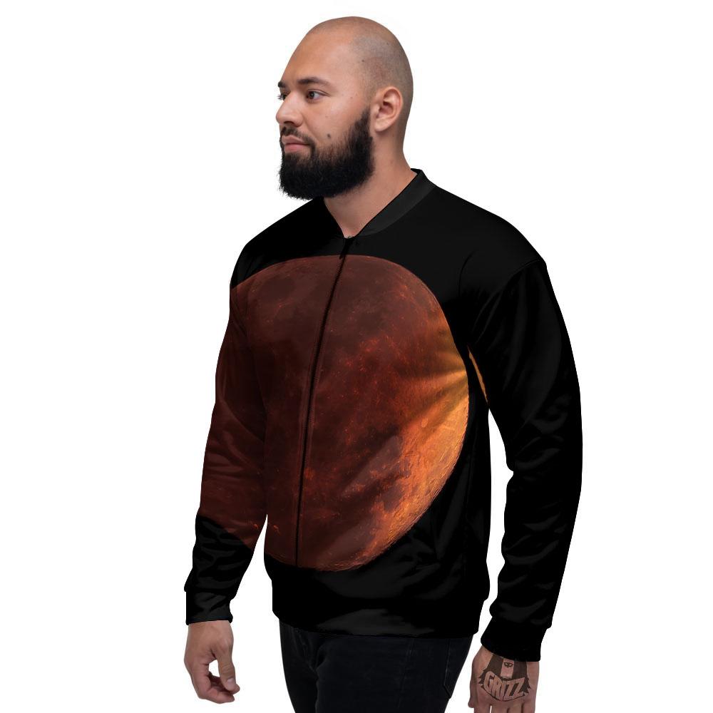 Lunar Cycle Eclipse Print Men's Bomber Jacket-grizzshop