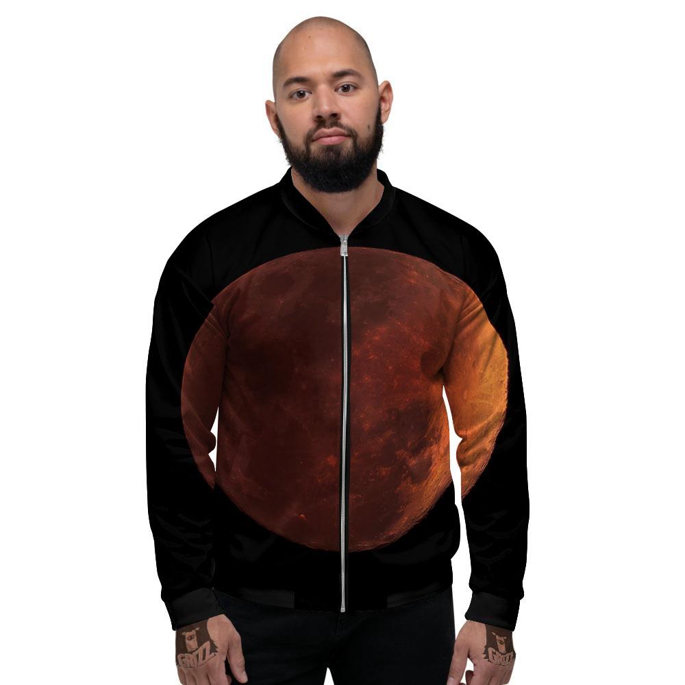 Lunar Cycle Eclipse Print Men's Bomber Jacket-grizzshop
