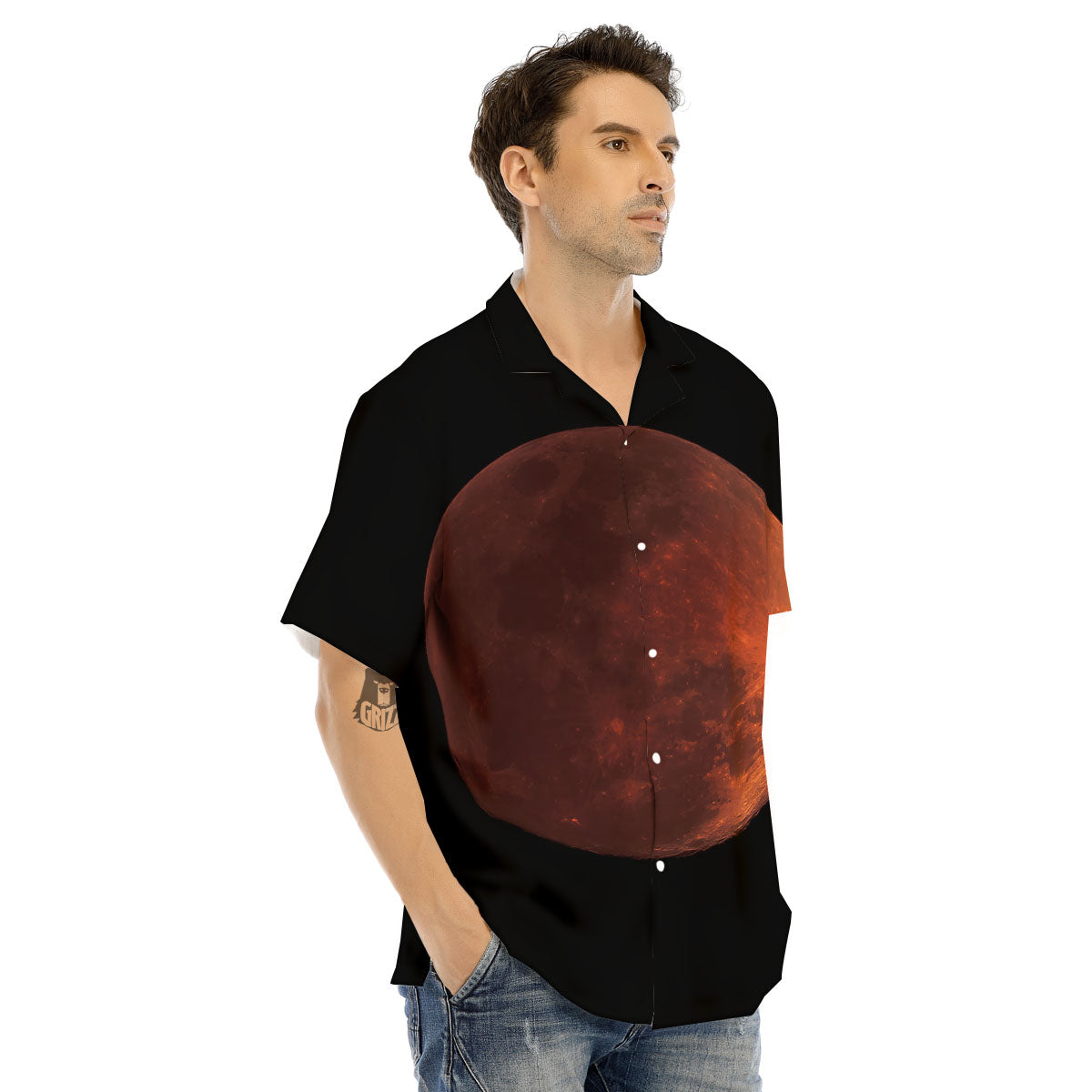 Lunar Cycle Eclipse Print Men's Hawaiian Shirt-grizzshop