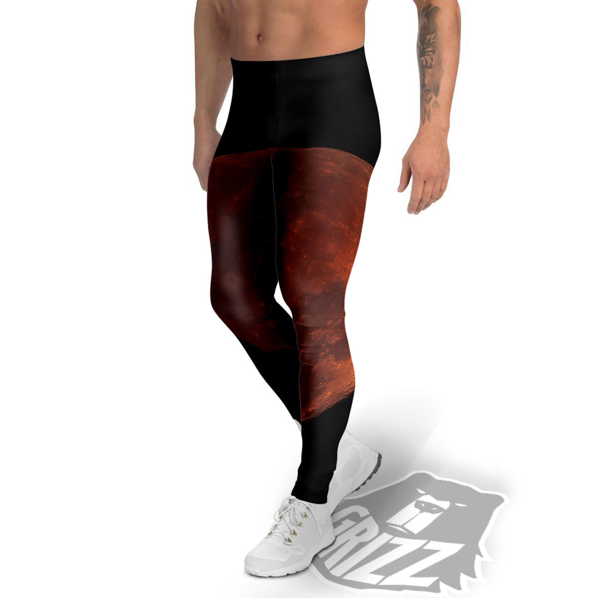 Lunar Cycle Eclipse Print Men's Leggings-grizzshop