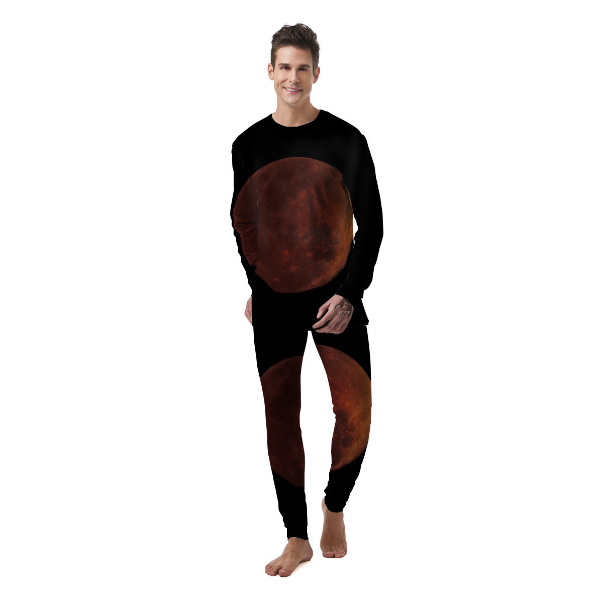 Lunar Cycle Eclipse Print Men's Pajamas-grizzshop
