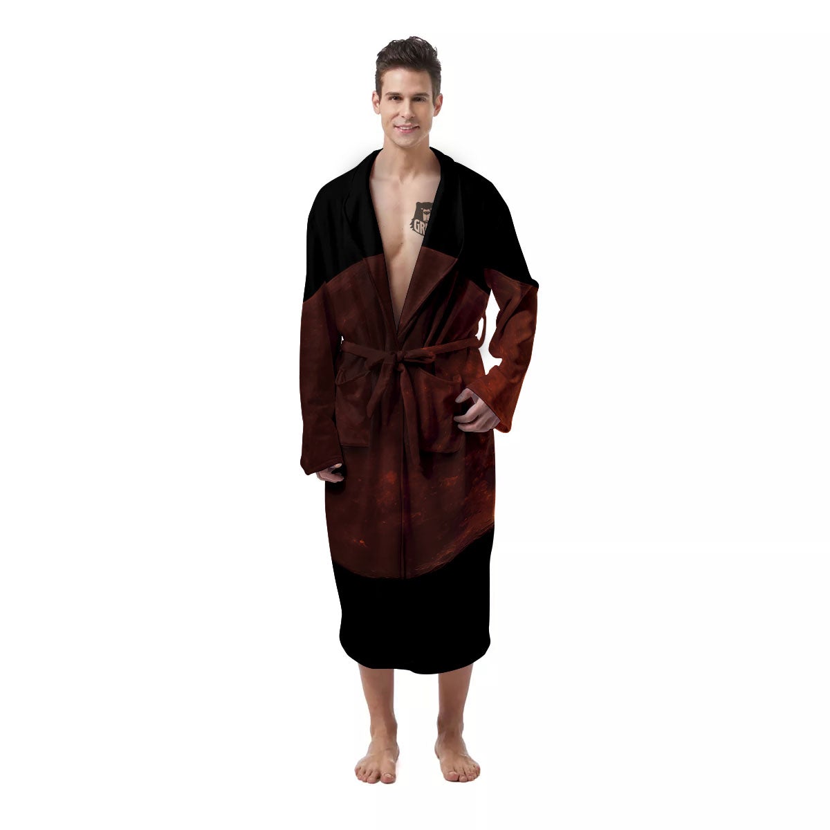 Lunar Cycle Eclipse Print Men's Robe-grizzshop