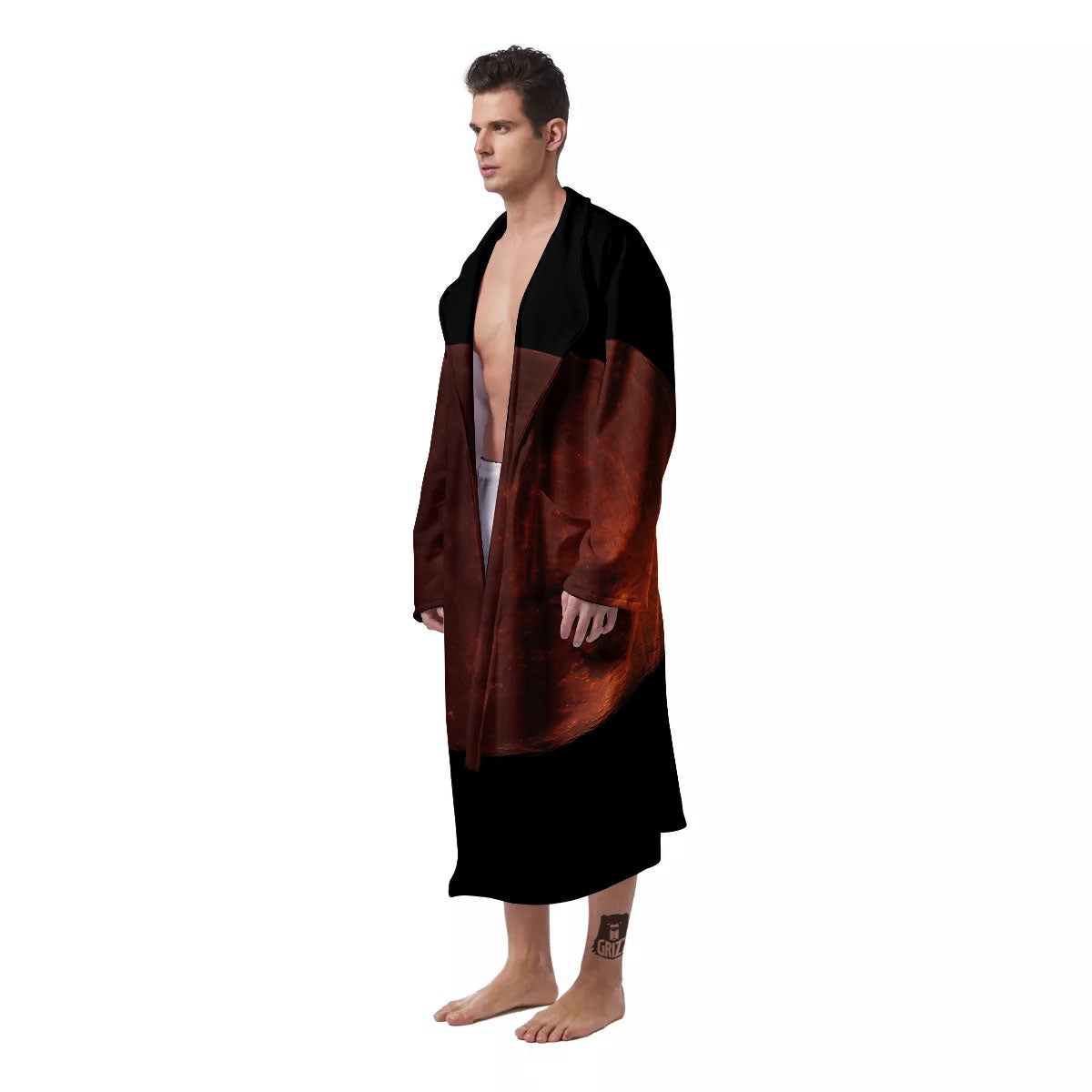 Lunar Cycle Eclipse Print Men's Robe-grizzshop