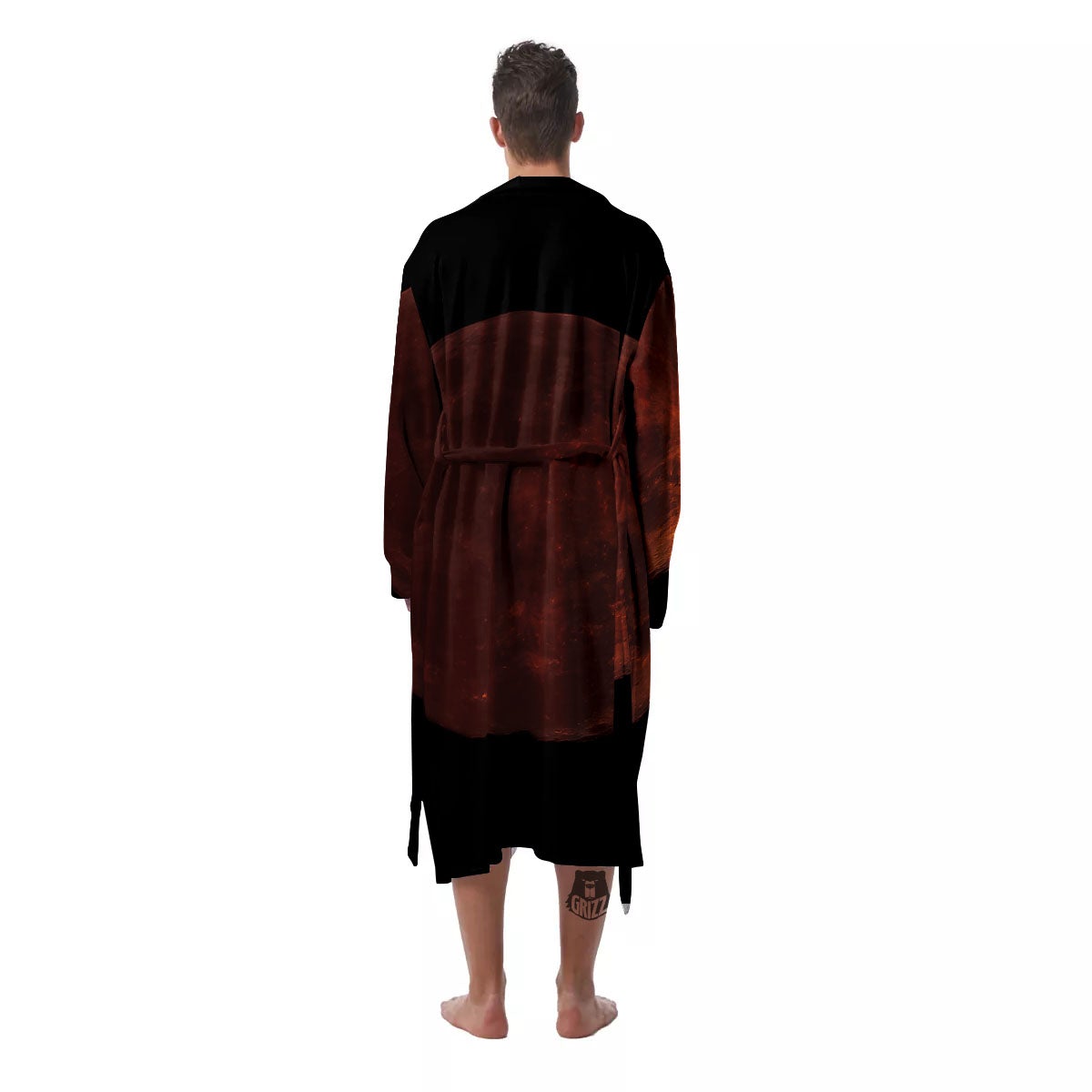 Lunar Cycle Eclipse Print Men's Robe-grizzshop