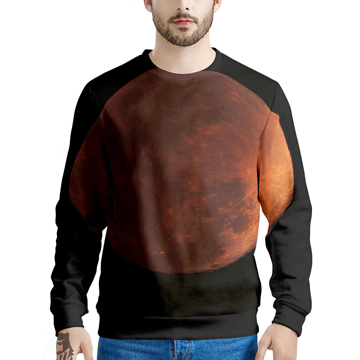 Lunar Cycle Eclipse Print Men's Sweatshirt-grizzshop