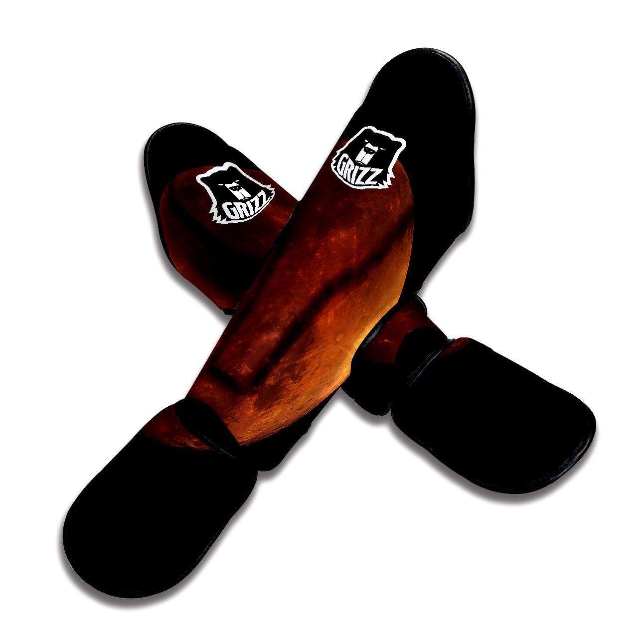 Lunar Cycle Eclipse Print Muay Thai Shin Guards-grizzshop