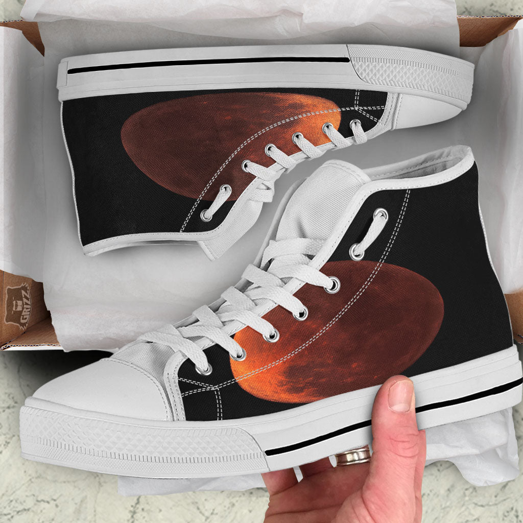 Lunar Cycle Eclipse Print White High Top Shoes-grizzshop