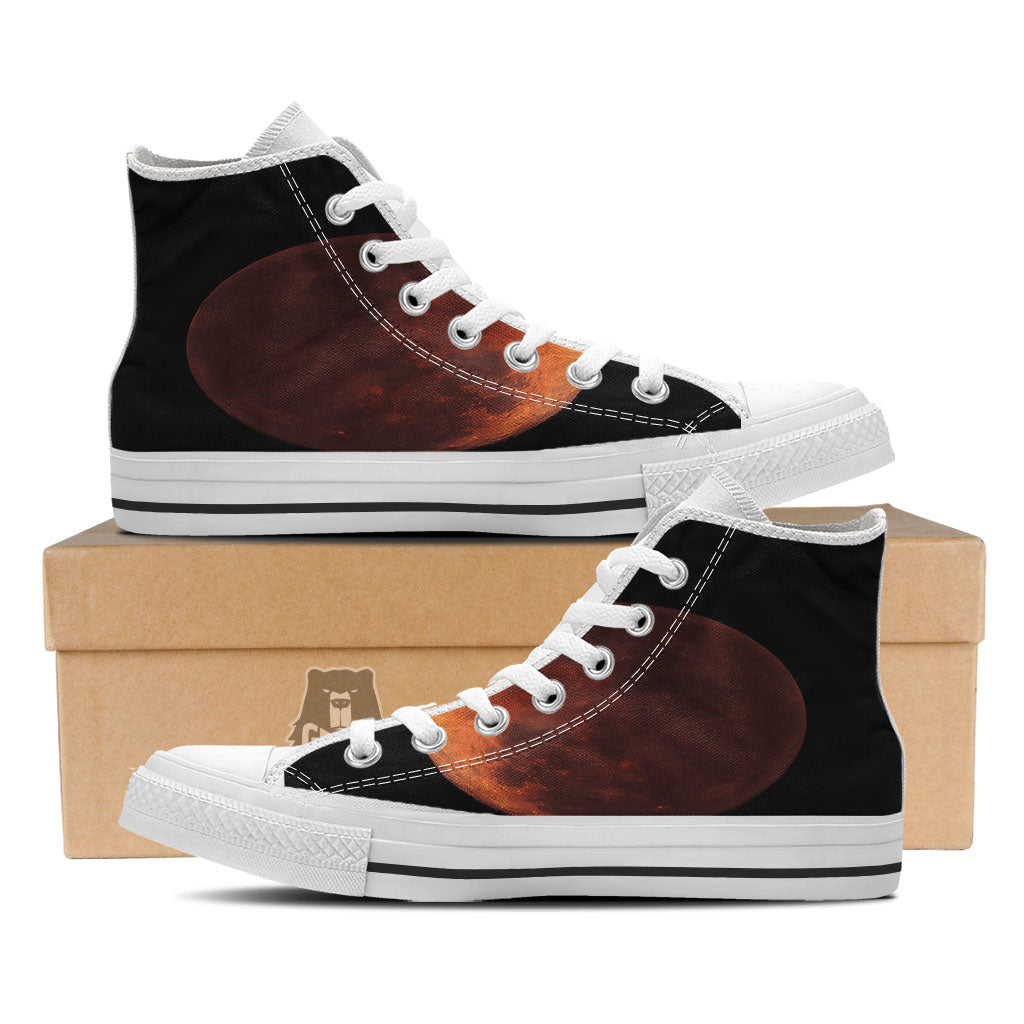 Lunar Cycle Eclipse Print White High Top Shoes-grizzshop