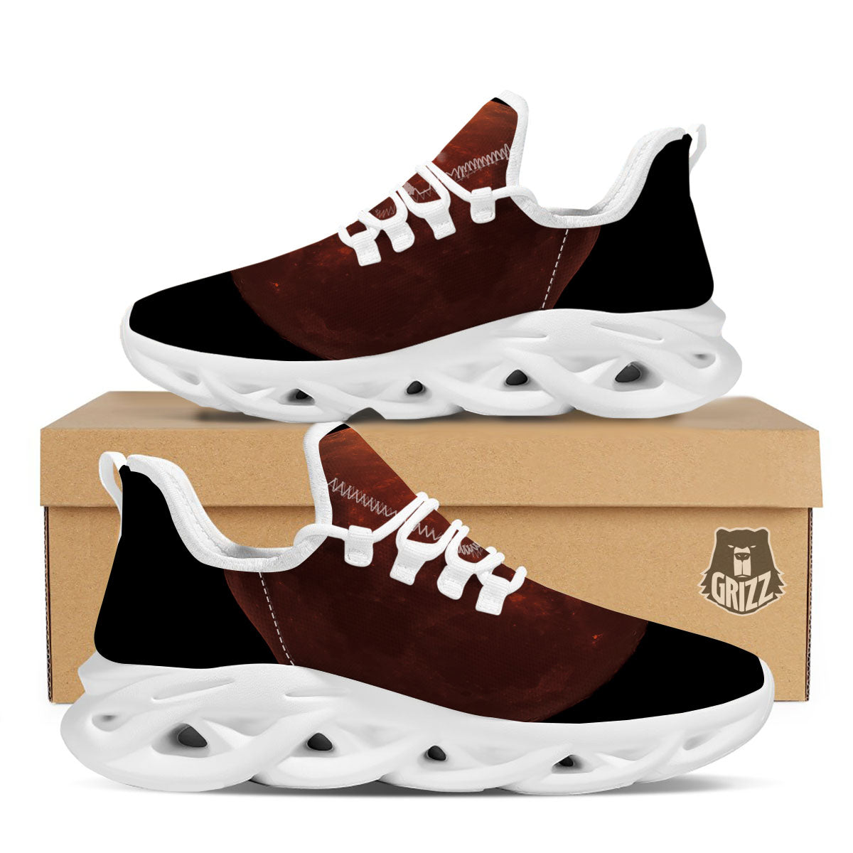 Lunar Cycle Eclipse Print White Running Shoes-grizzshop