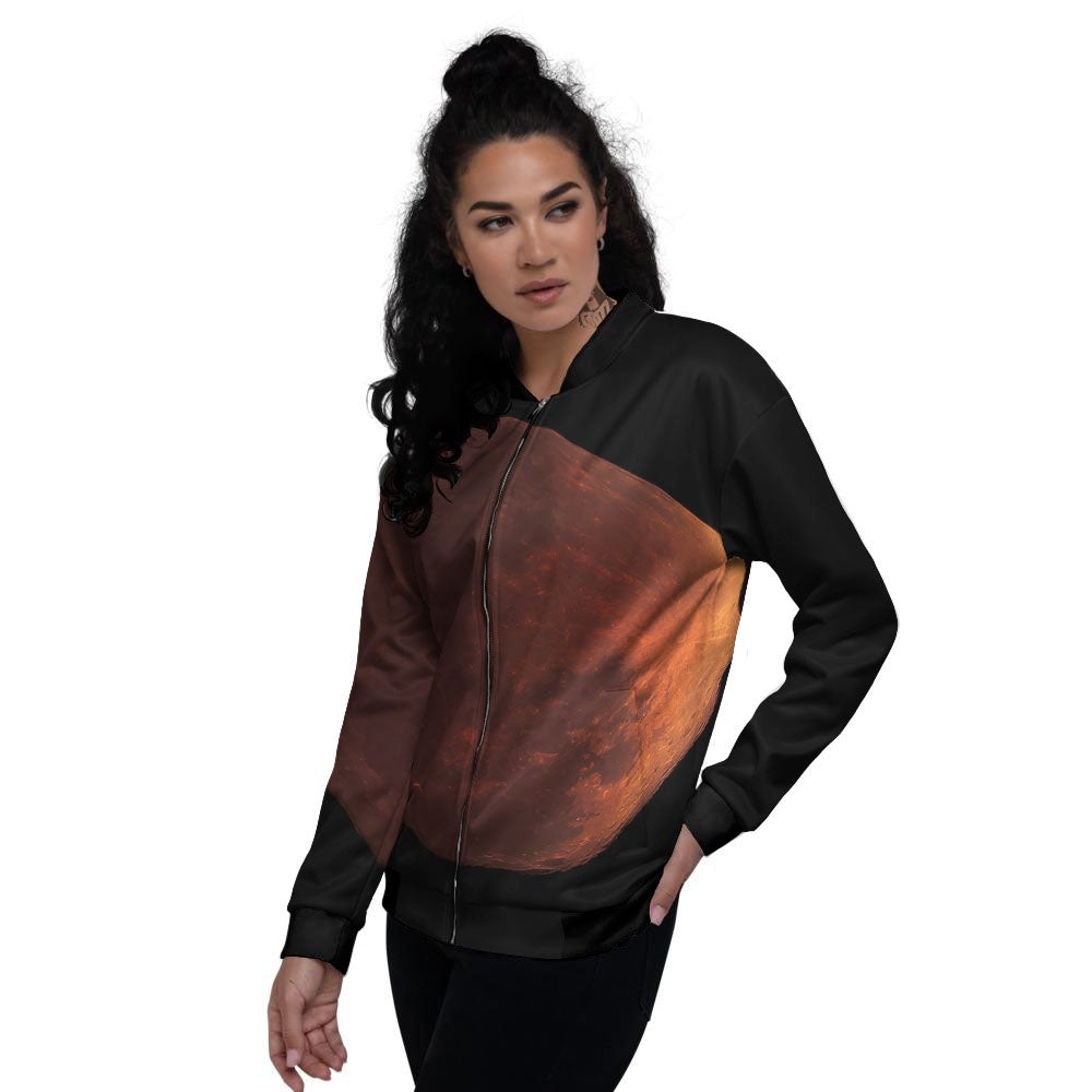 Lunar Cycle Eclipse Print Women's Bomber Jacket-grizzshop