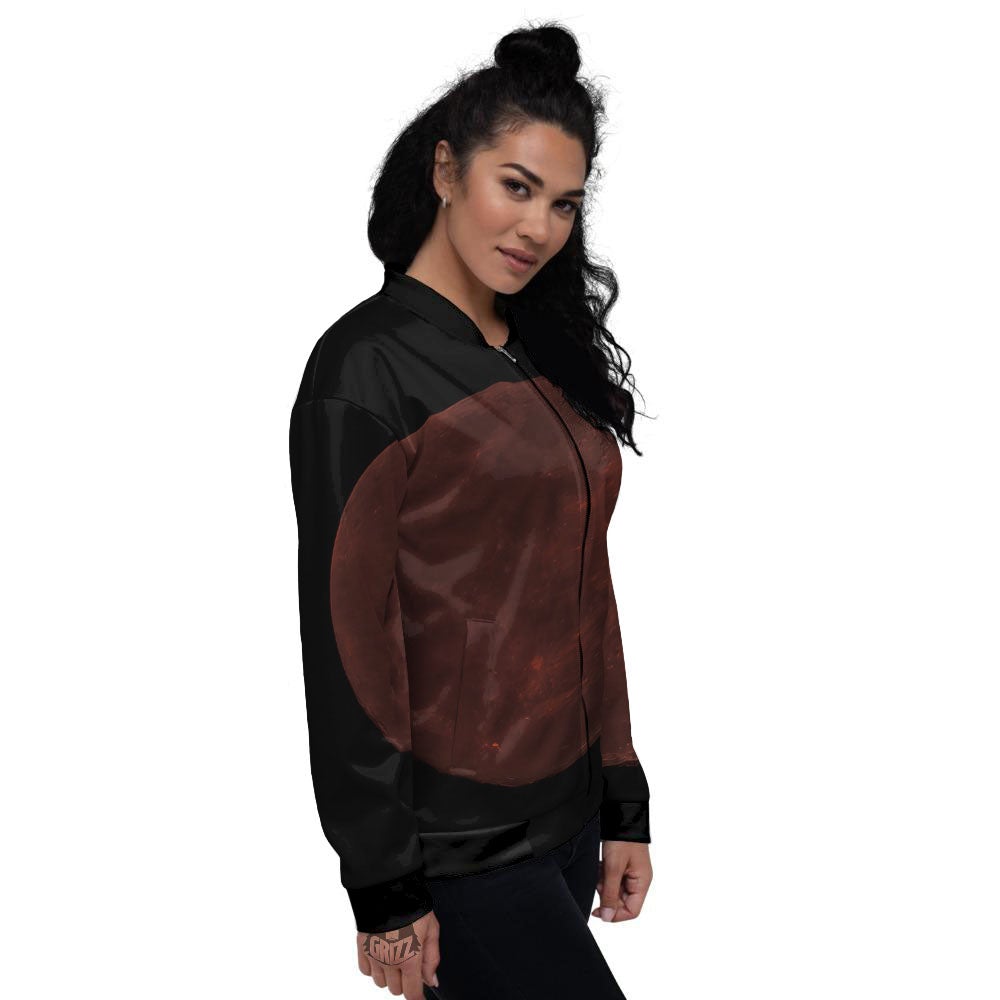 Lunar Cycle Eclipse Print Women's Bomber Jacket-grizzshop