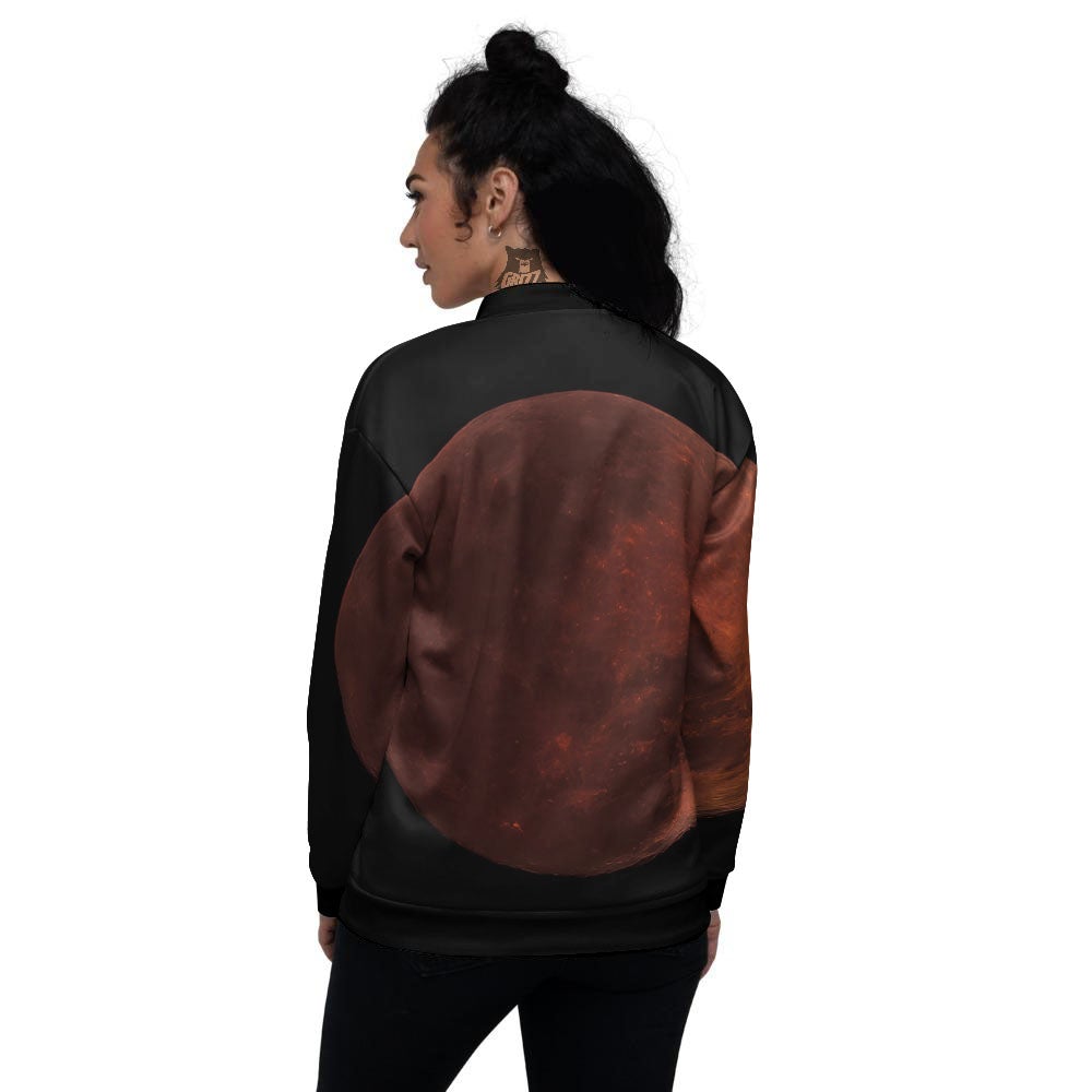 Lunar Cycle Eclipse Print Women's Bomber Jacket-grizzshop