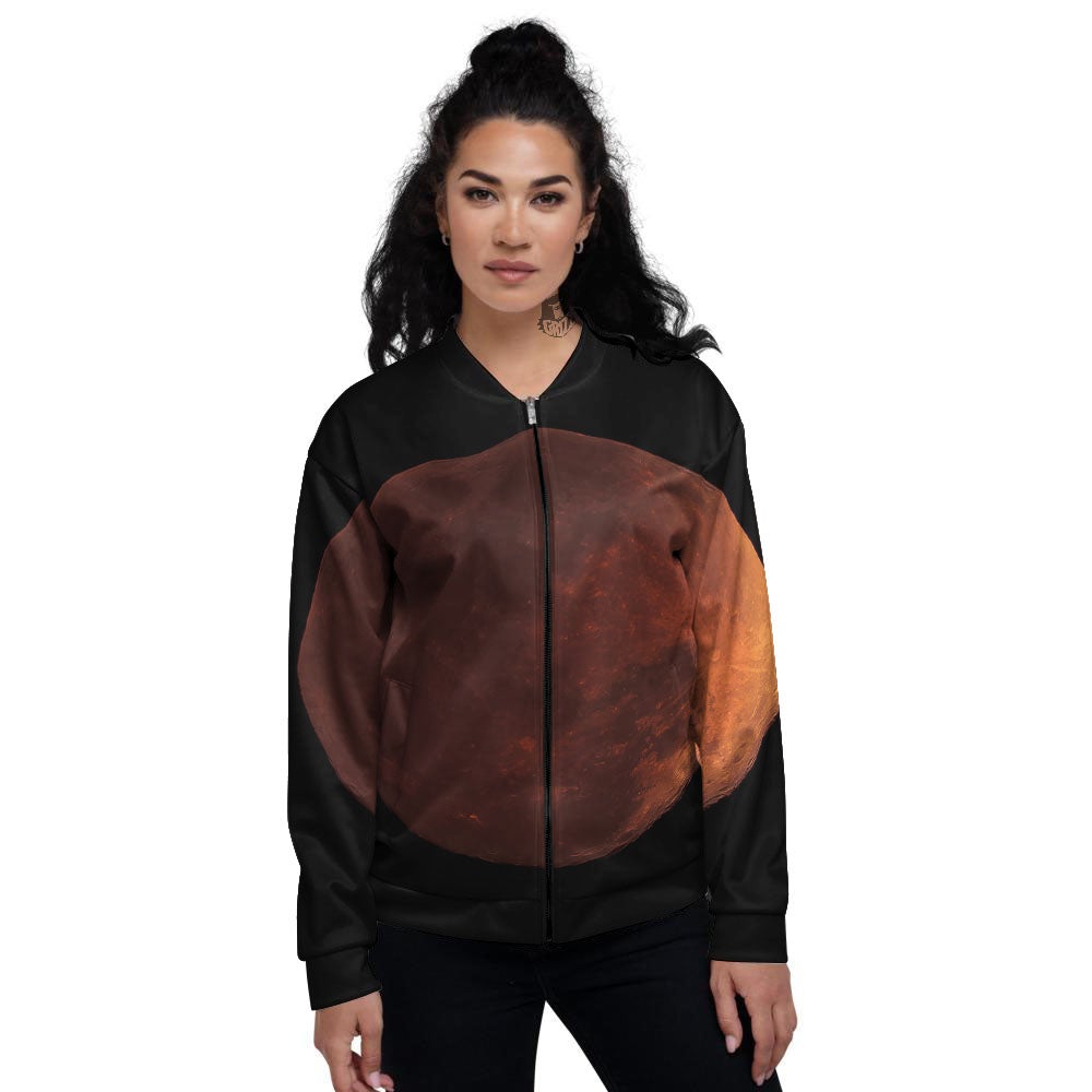 Lunar Cycle Eclipse Print Women's Bomber Jacket-grizzshop
