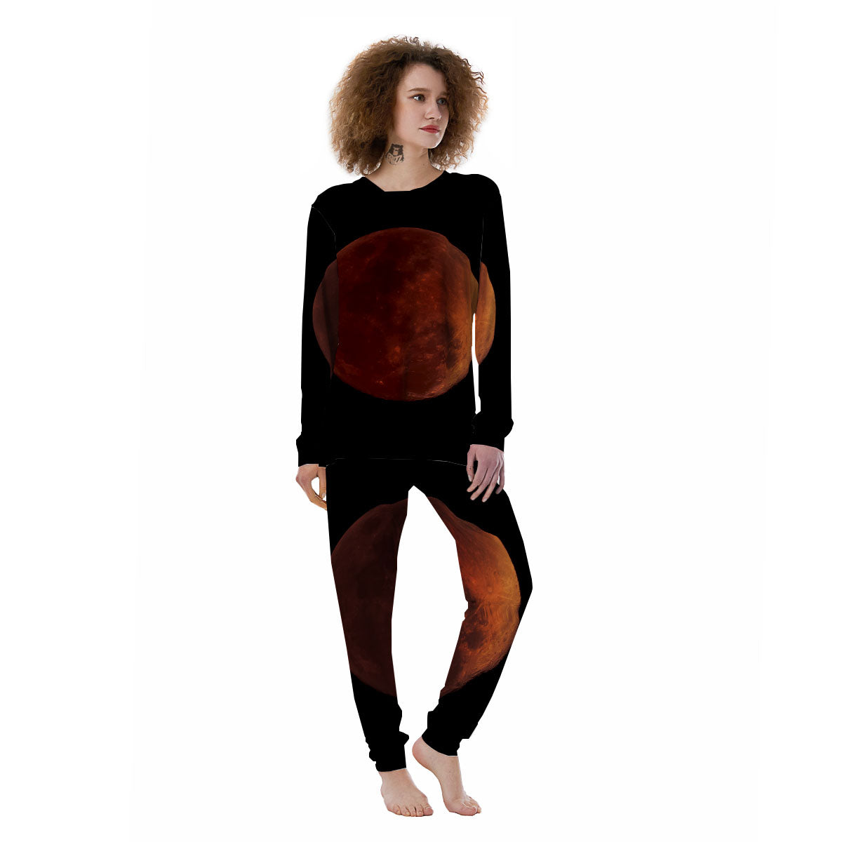 Lunar Cycle Eclipse Print Women's Pajamas-grizzshop