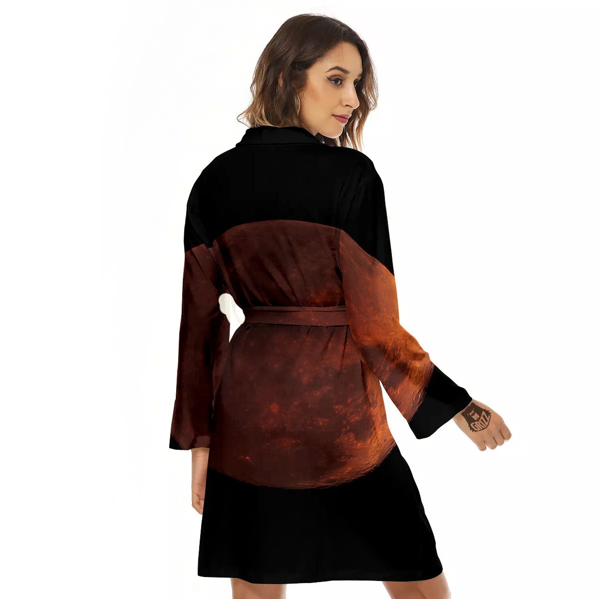 Lunar Cycle Eclipse Print Women's Robe-grizzshop