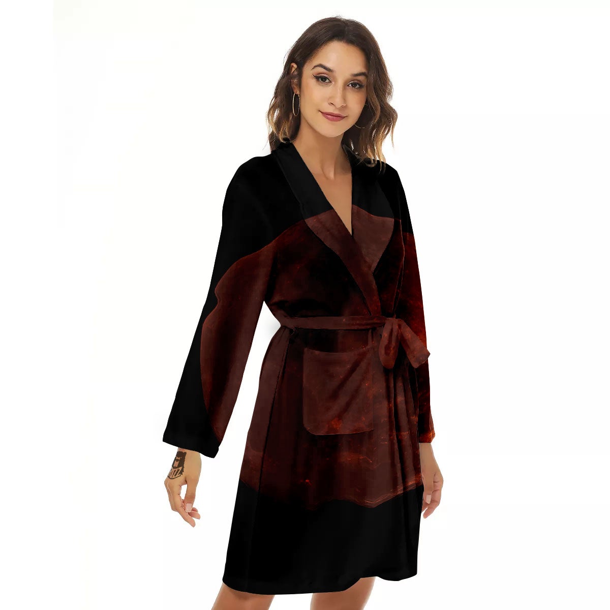 Lunar Cycle Eclipse Print Women's Robe-grizzshop