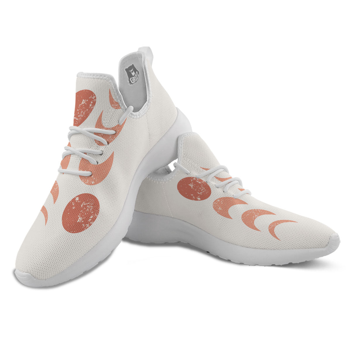 Lunar Cycle Phase Print White Athletic Shoes-grizzshop