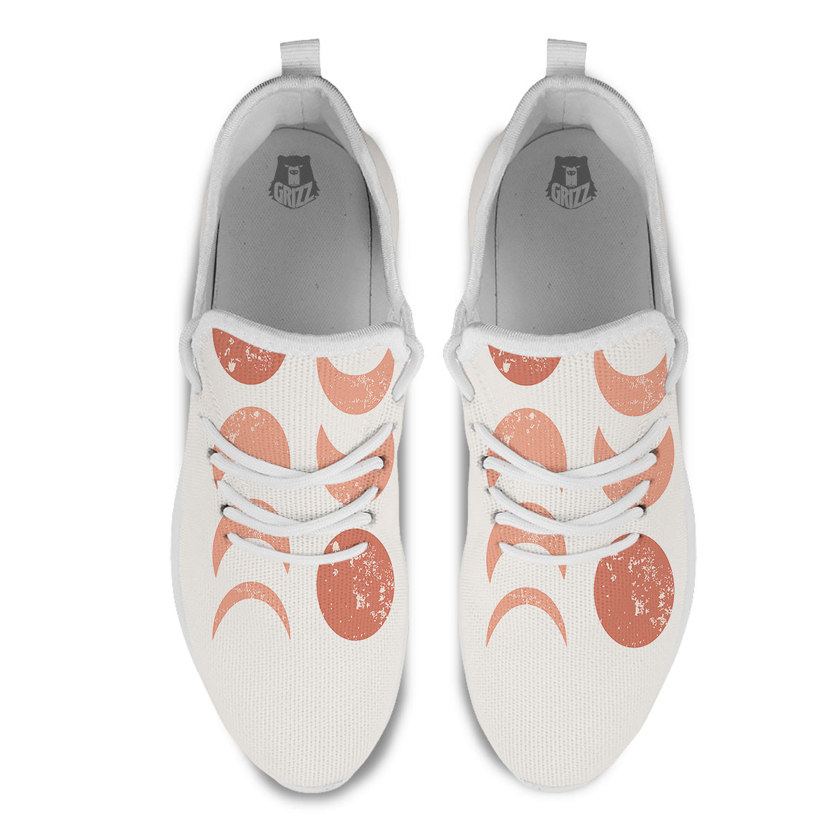 Lunar Cycle Phase Print White Athletic Shoes-grizzshop