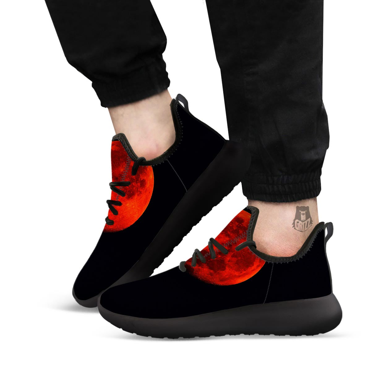 Lunar Eclipse Super Blood Moon Print Black Athletic Shoes-grizzshop