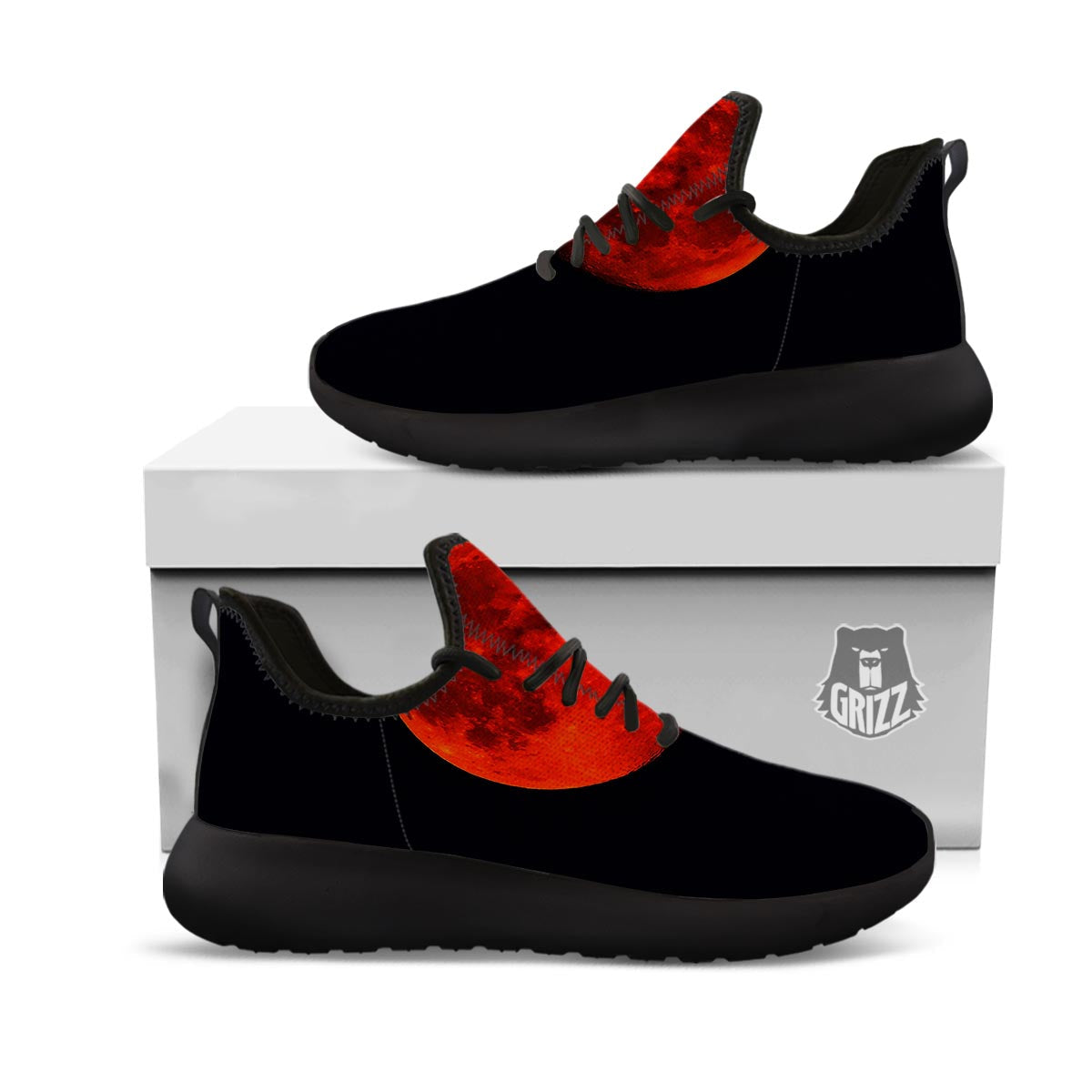 Lunar Eclipse Super Blood Moon Print Black Athletic Shoes-grizzshop