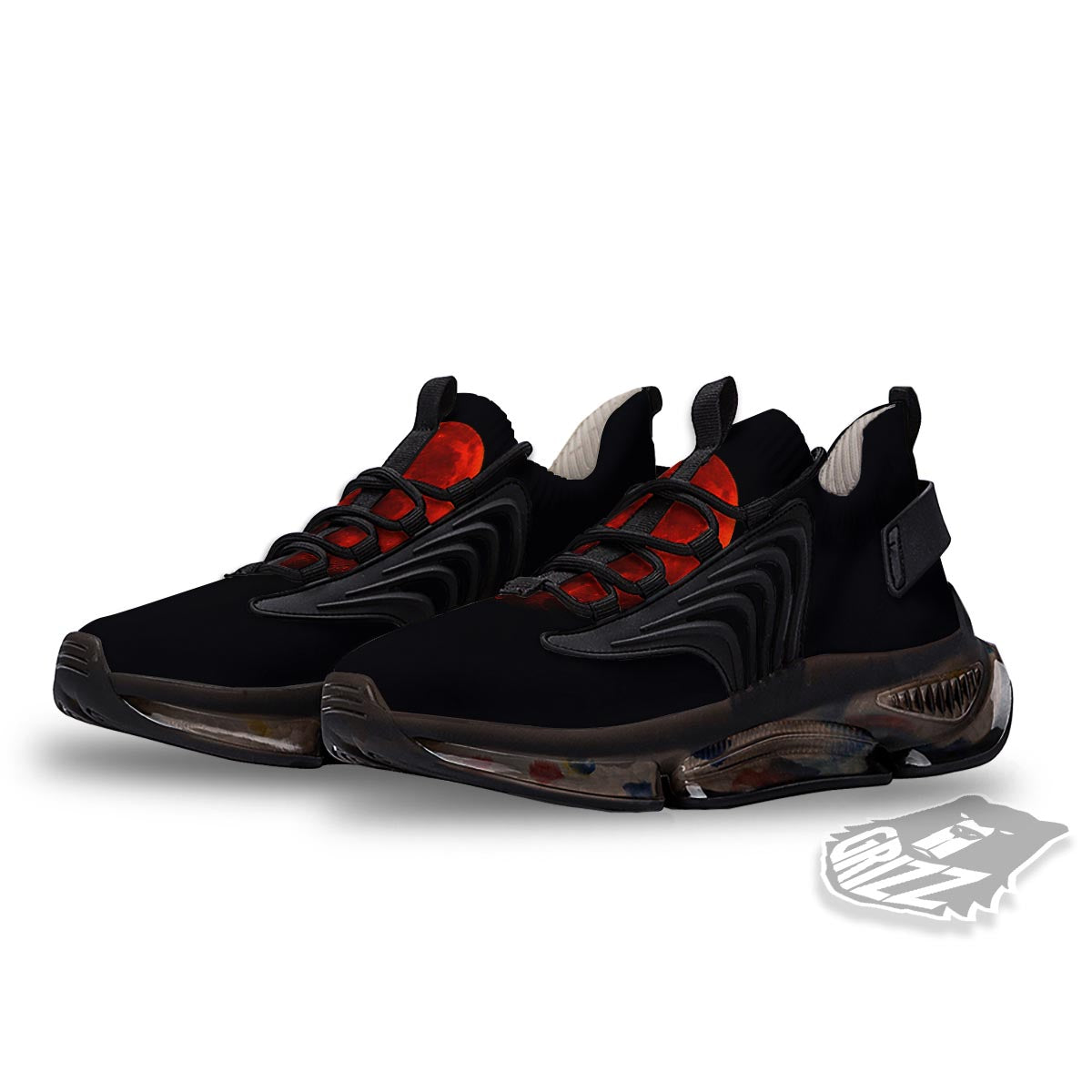 Lunar Eclipse Super Blood Moon Print Black Gym Shoes-grizzshop