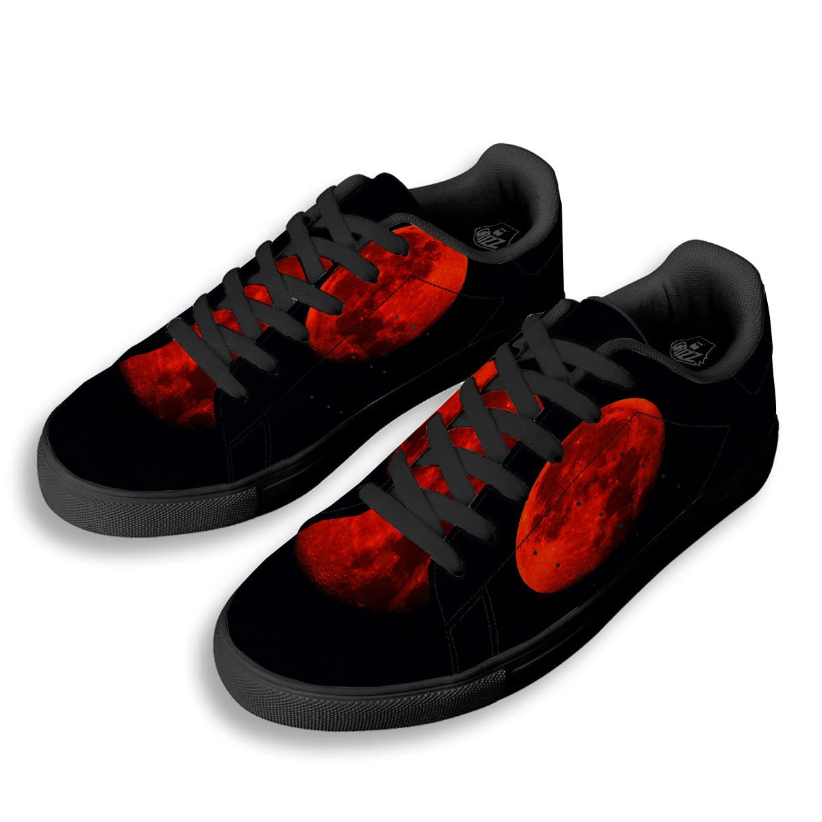 Lunar Eclipse Super Blood Moon Print Black Low Top Sneakers-grizzshop